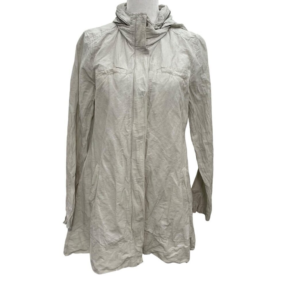 Eileen Fisher Lightweight Minimalist Jacket Packable Hood Gray size XS